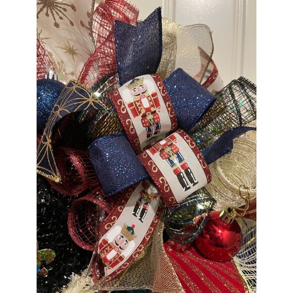 Handmade Christmas Holiday Tinsel Drummer Boy Prelit Door Wreath 26 in XLW11 - Picture 8 of 11